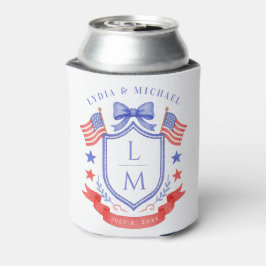 Patriottische Rode Witte & Ik Doe Monogram Huwelij Blikjeskoeler