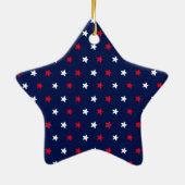 Patriottische rode witte marineblauw kerststerren keramisch ornament (Achterkant)