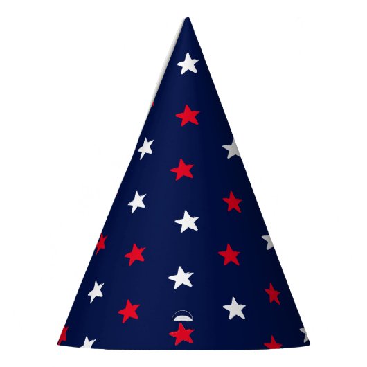Patriottische rode witte marineblauwe sterren feesthoedjes (Links)