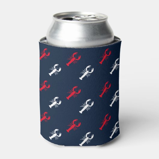 Patriottische rode witte marineblauwkreeft blikjeskoeler (Blikje Voorkant)