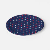 Patriottische rode witte marinevlek papieren bordje (Gekanteld)