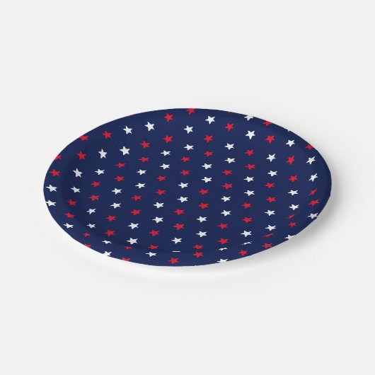 Patriottische rode witte marinevlek papieren bordje (Gekanteld)