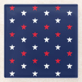 Patriottische Rode witte marjoen blauwe sterren op Glazen Onderzetter (Voorkant)