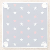 Patriottische Rode witte marjoen blauwe sterren op Glazen Onderzetter (Achterkant)