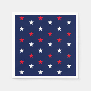 Patriottische rode witte navy blauwe sterren op 4 servet