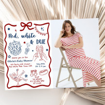Patriottische Rode Witte & Verwachte Baby Shower F