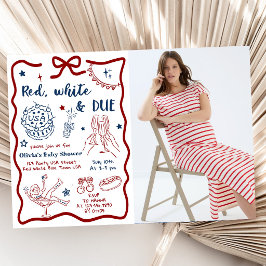 Patriottische Rode Witte & Verwachte Baby Shower F Kaart