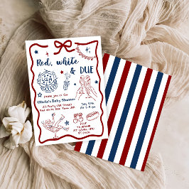 Patriottische Rode Witte & Verwachtte Baby Borrel Kaart