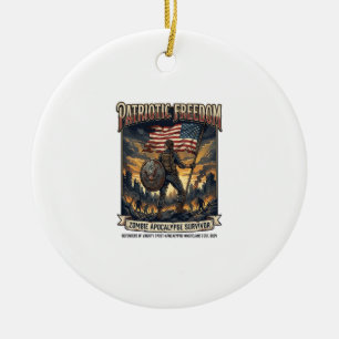 Patriottische Roest Vlag Overlevende Zombie Apocal Keramisch Ornament