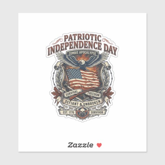 Patriottische Roest Vlag Overlevende Zombie Apocal Sticker (Vel)