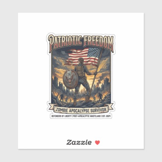 Patriottische Roest Vlag Overlevende Zombie Apocal Sticker (Vel)
