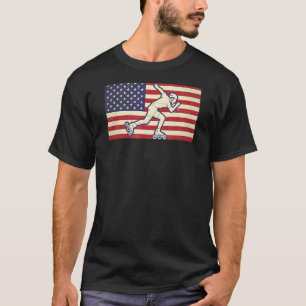 Patriottische rolschaatsen op 4 juli Amerikaanse v T-shirt