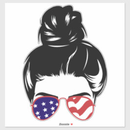 Patriottische rommelige knotsticker – USA-vlag zon Sticker