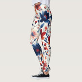 Patriottische Rood Blauw Wit Bloem (10) Leggings (Links)
