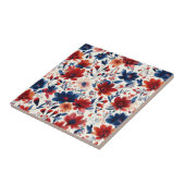 Patriottische Rood Blauw Wit Bloem (10) Tegeltje (Zijkant)