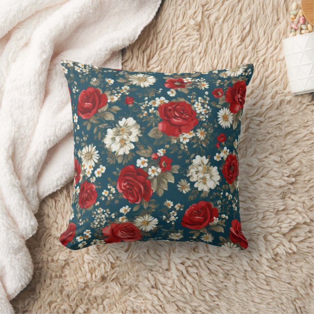 Patriottische Rood Blauw Wit Bloem (11) Kussen (Deken)