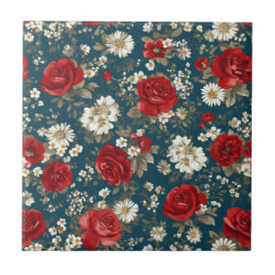 Patriottische Rood Blauw Wit Bloem (11) Tegeltje