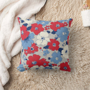 Patriottische Rood Blauw Wit Bloem (12) Kussen