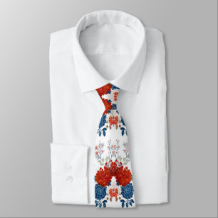 Patriottische Rood Blauw Wit Bloem (1) Stropdas