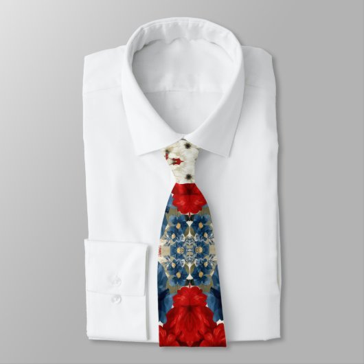 Patriottische Rood Blauw Wit Bloem (2) Stropdas (Gebonden)