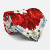 Patriottische Rood Blauw Wit Bloem (2) Stropdas (Opgerold)