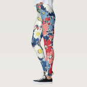 Patriottische Rood Blauw Wit Bloem (3) Leggings (Links)
