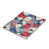 Patriottische Rood Blauw Wit Bloem (3) Tegeltje (Zijkant)