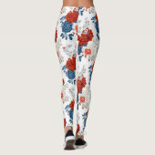 Patriottische Rood Blauw Wit Bloem (4) Leggings (Achterkant)