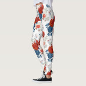 Patriottische Rood Blauw Wit Bloem (4) Leggings (Links)