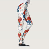 Patriottische Rood Blauw Wit Bloem (4) Leggings (Rechts)