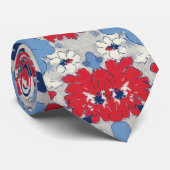 Patriottische Rood Blauw Wit Bloem (5) Stropdas (Opgerold)