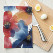 Patriottische Rood Blauw Wit Bloem (5) Theedoek (Quarter Fold)