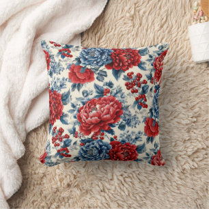 Patriottische Rood Blauw Wit Bloem (7) Kussen