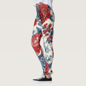 Patriottische Rood Blauw Wit Bloem (7) Leggings (Links)