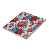 Patriottische Rood Blauw Wit Bloem (7) Tegeltje (Zijkant)