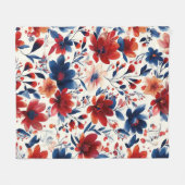 Patriottische Rood Blauw Wit Bloemstuk (10) Fleece Deken (Voorkant (Horizontaal))