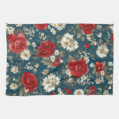 Patriottische Rood Blauw Wit Bloemstuk (11) Theedoek (Horizontaal)