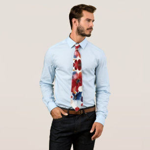 Patriottische Rood Blauw Wit Bloemstuk (4) Stropdas