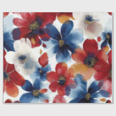 Patriottische Rood Blauw Wit Bloemstuk (5) Cadeaupapier (Vlak)