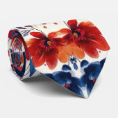 Patriottische Rood Blauw Wit Bloemstuk (7) Stropdas (Opgerold)