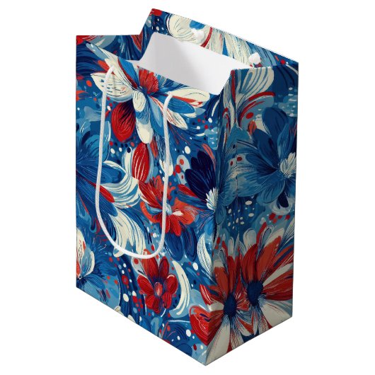 Patriottische Rood Blauw Wit Bloemstuk (8) Medium Cadeauzakje (Voorkant Gekanteld)