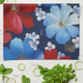Patriottische Rood Blauw Wit Bloemstuk (9) Theedoek (Gevouwen)
