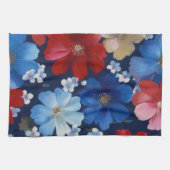 Patriottische Rood Blauw Wit Bloemstuk (9) Theedoek (Horizontaal)