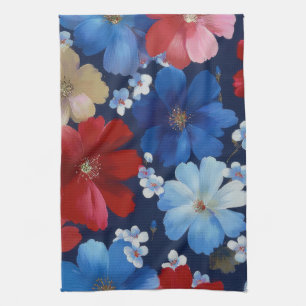 Patriottische Rood Blauw Wit Bloemstuk (9) Theedoek