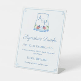 Patriottische Rood Blauw Wit Bruiloft Signature Dr Reclamebord Met Voetstuk