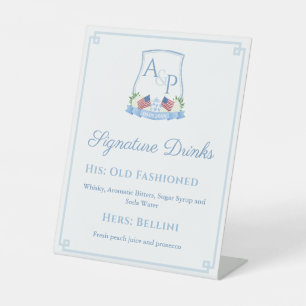 Patriottische Rood Blauw Wit Bruiloft Signature Dr Reclamebord Met Voetstuk
