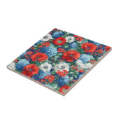 Patriottische Rood Blauw Witte Bloem (1) Tegeltje (Zijkant)