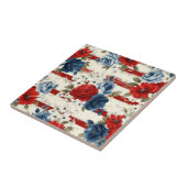 Patriottische Rood Blauw Witte Bloem (2) Tegeltje (Zijkant)