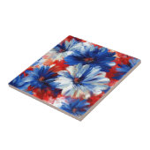 Patriottische Rood Blauw Witte Bloem (6) Tegeltje (Zijkant)