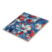 Patriottische Rood Blauw Witte Bloem (8) Tegeltje (Zijkant)